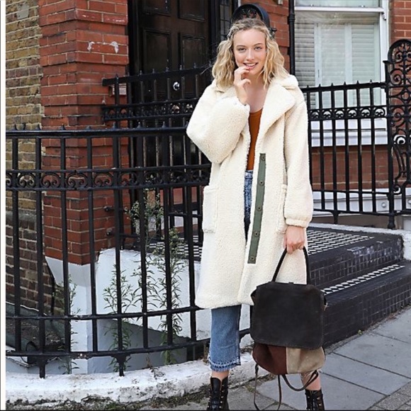 Free People Sherpa Teddy Long Coat Med 